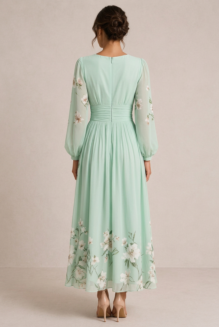 VENIRA | Green Floral Dress