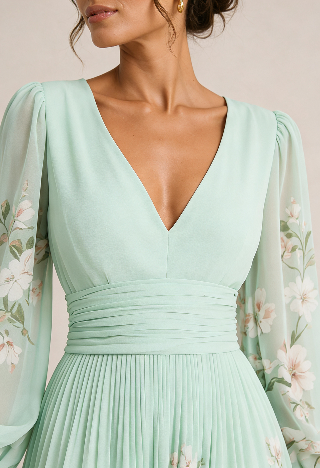 VENIRA | Green Floral Dress