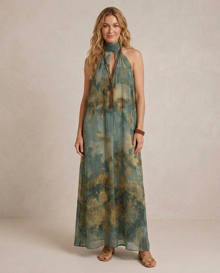 FLORA | Maxi Floral Chiffon Dress Boho