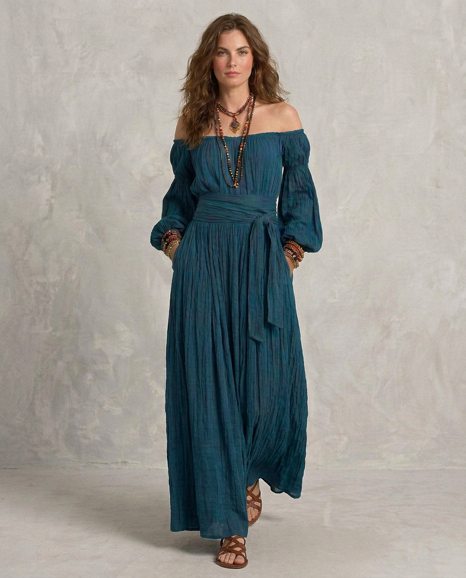 ARIANA | Maxi Dress Off-Shoulder Teal
