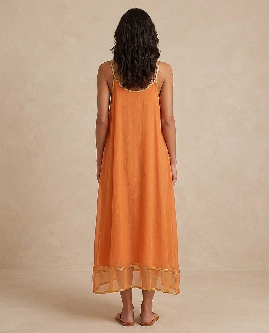 LILIANA | Apricot Tulle Dress with Straps