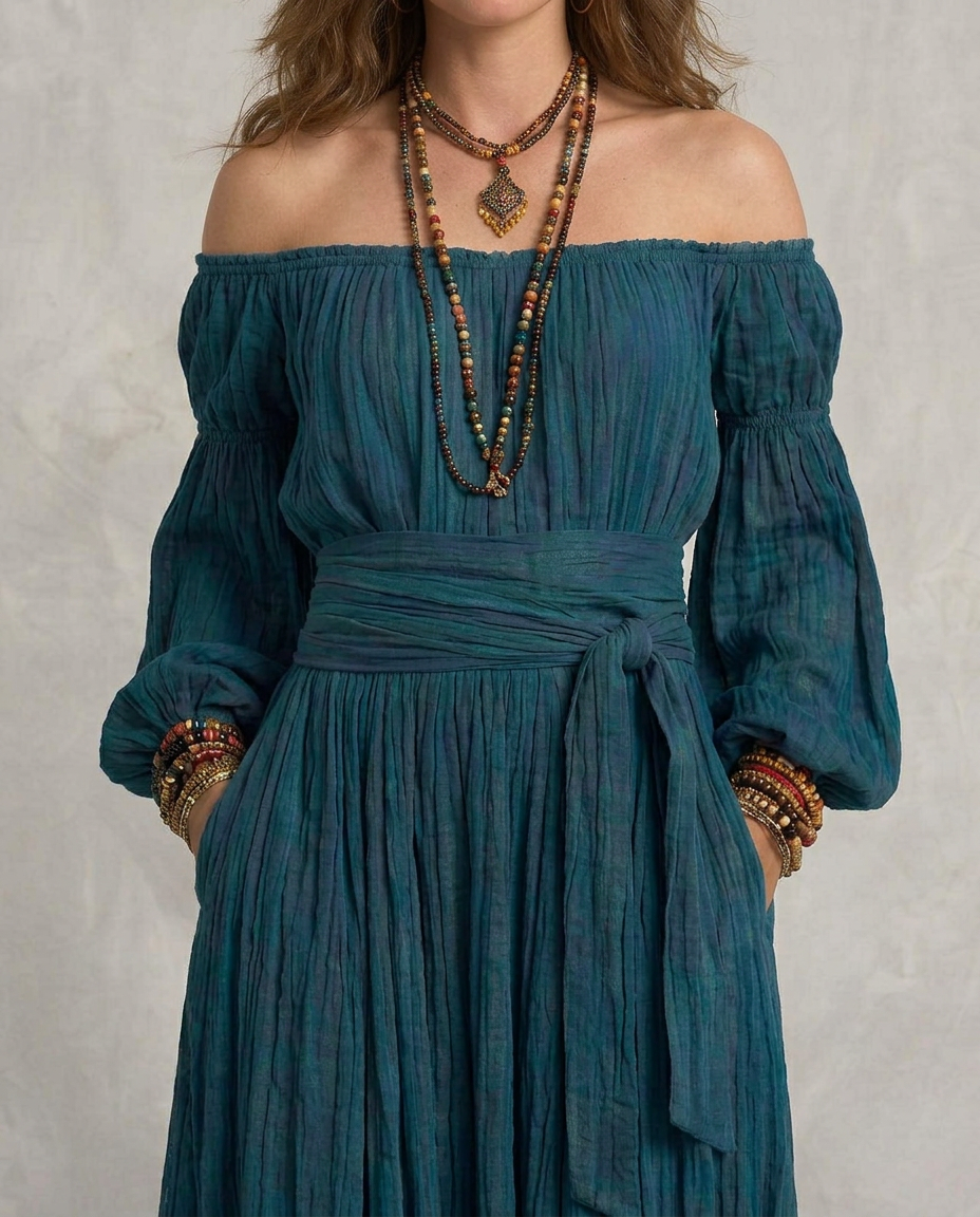 ARIANA | Maxi Dress Off-Shoulder Teal