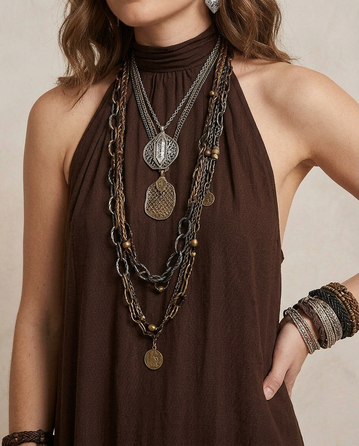 CAMILLA | Dark Brown Maxi Halter Dress