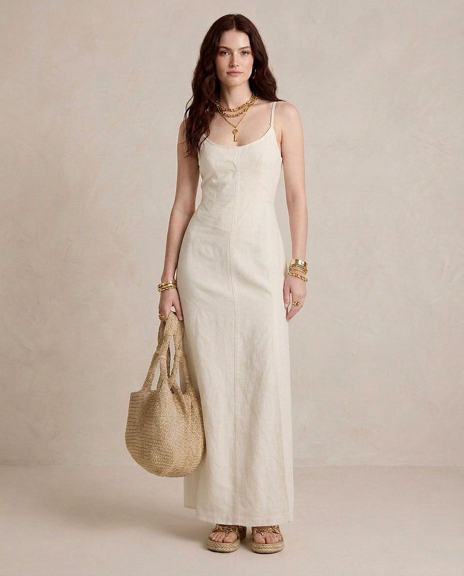LUCIA | White Maxi Dress with Slit