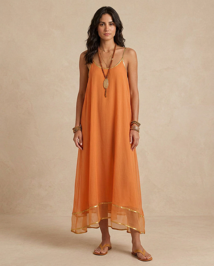 LILIANA | Apricot Tulle Dress with Straps