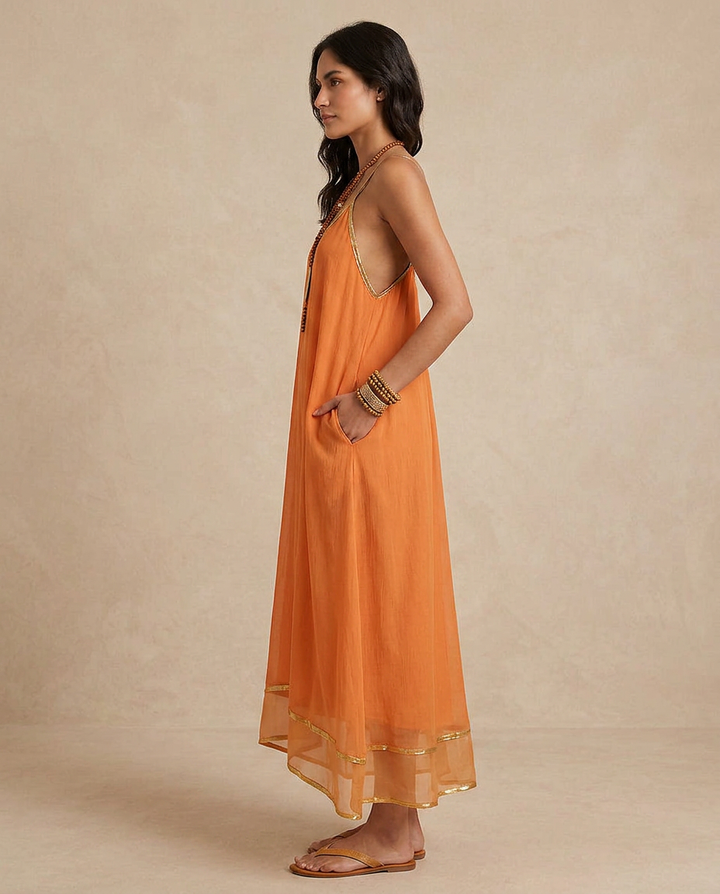 LILIANA | Apricot Tulle Dress with Straps