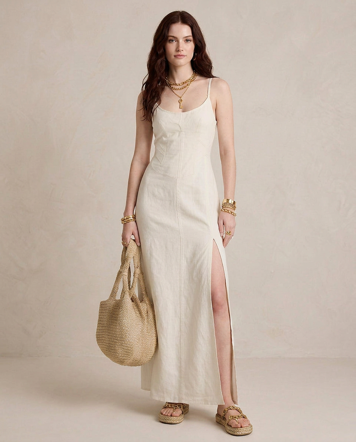 LUCIA | White Maxi Dress with Slit