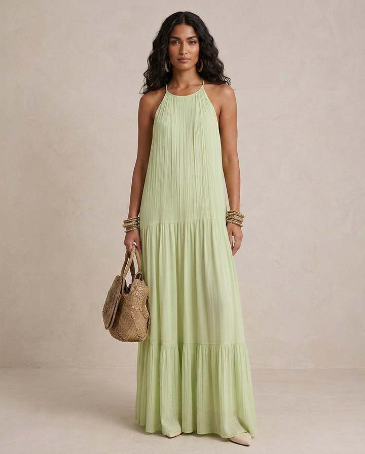 LIVIA | Maxi Boho Dress Pistachio Green