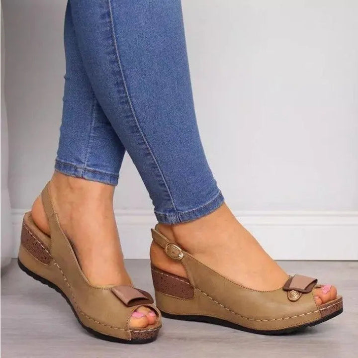 Nia | Women's Peep Toe Wedge Slingback Sandals