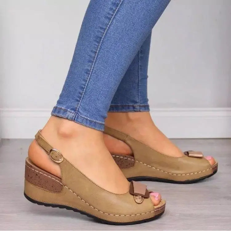 Nia | Women's Peep Toe Wedge Slingback Sandals