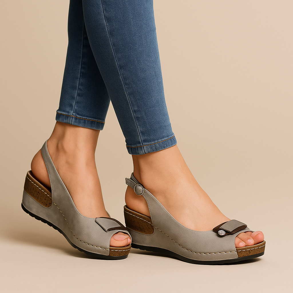 Nia | Women's Peep Toe Wedge Slingback Sandals