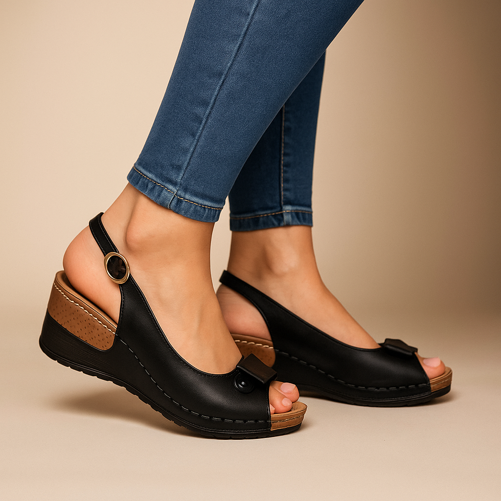 Nia | Women's Peep Toe Wedge Slingback Sandals