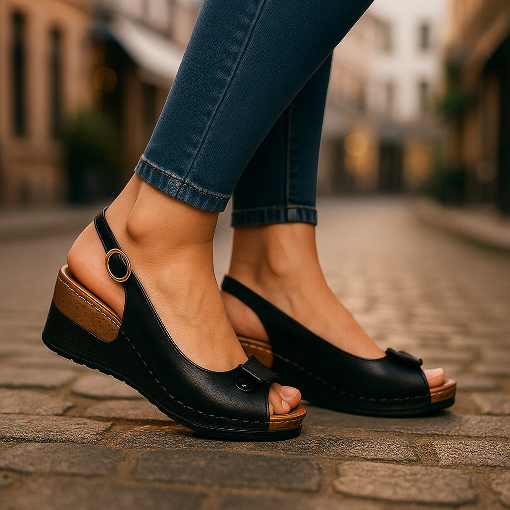 Nia | Women's Peep Toe Wedge Slingback Sandals