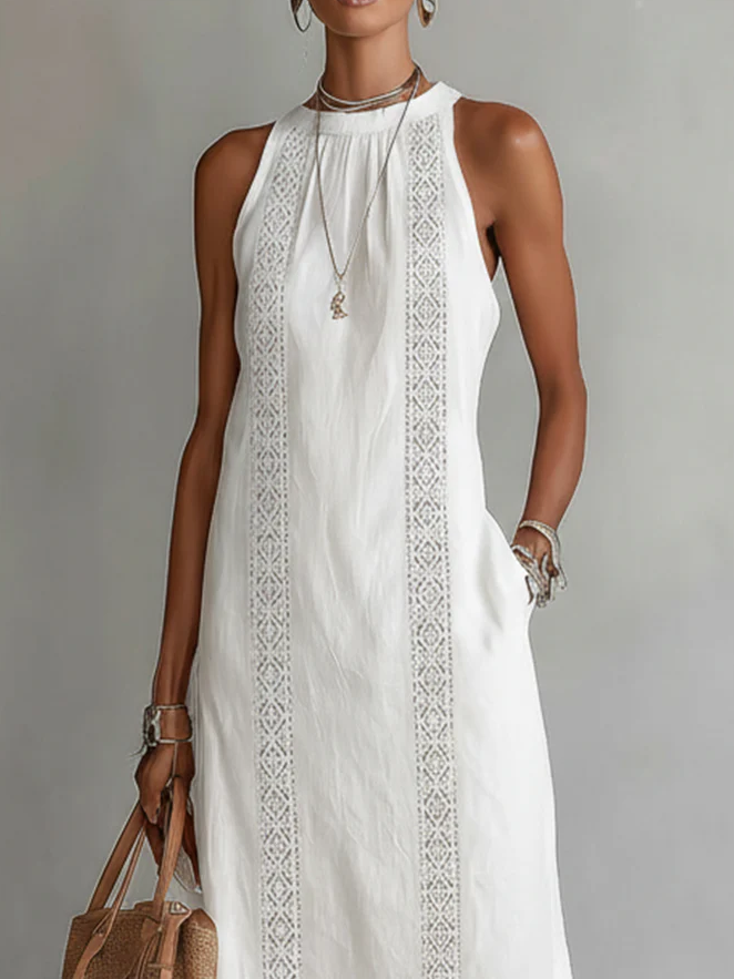 Eleanor | The Lace-Trim Halter Maxi Dress