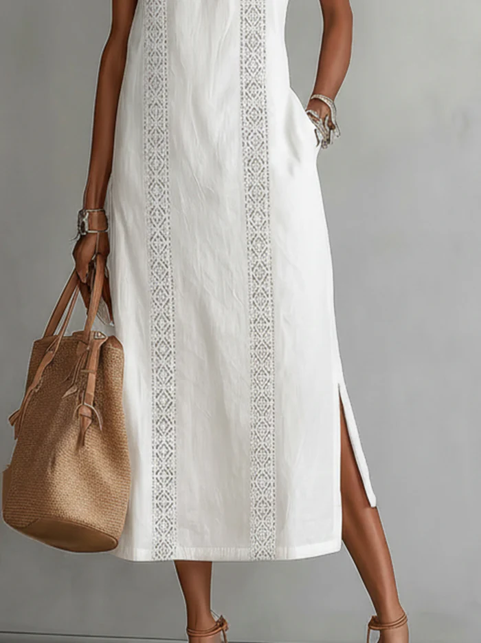 Eleanor | The Lace-Trim Halter Maxi Dress