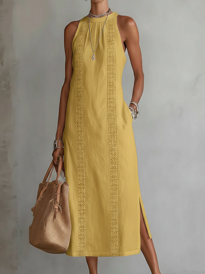 Eleanor | The Lace-Trim Halter Maxi Dress