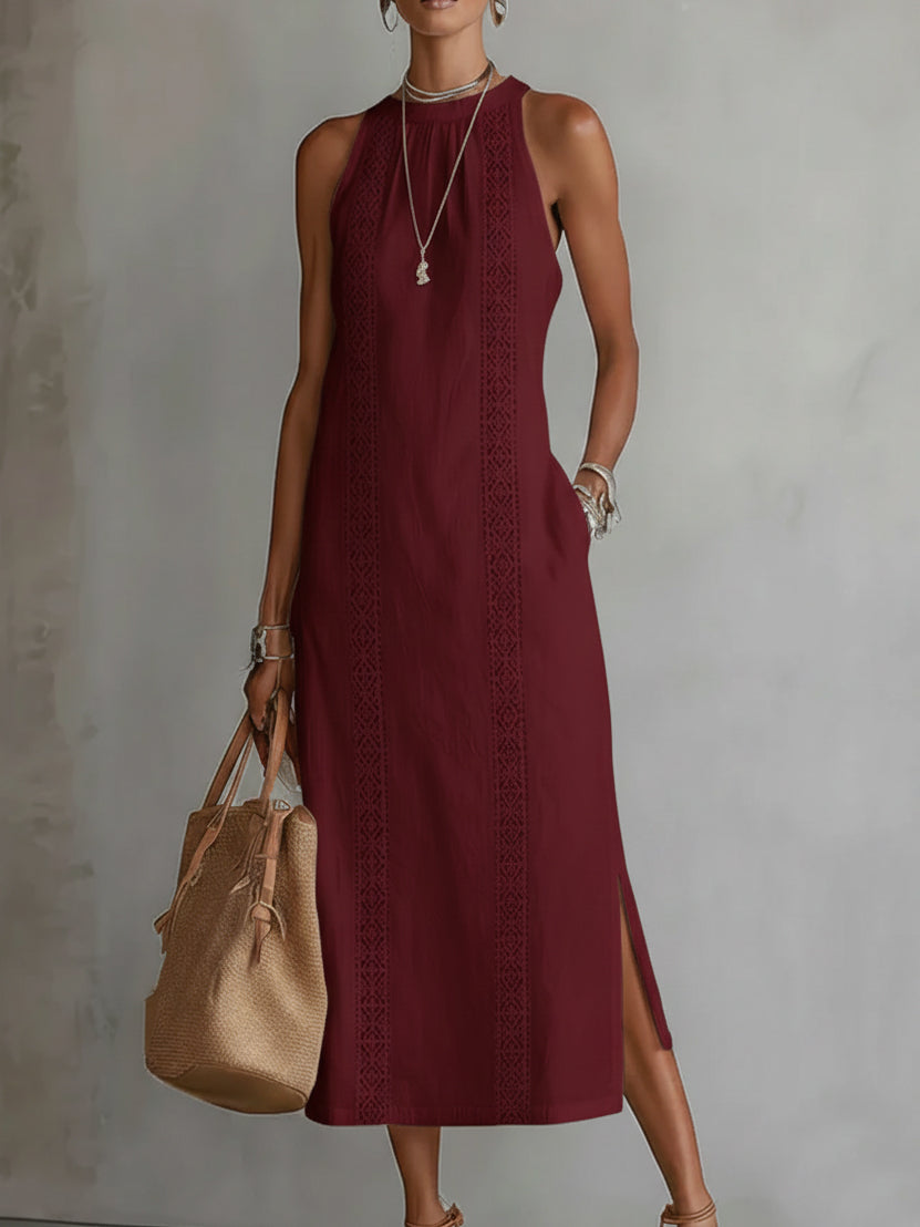 Eleanor | The Lace-Trim Halter Maxi Dress