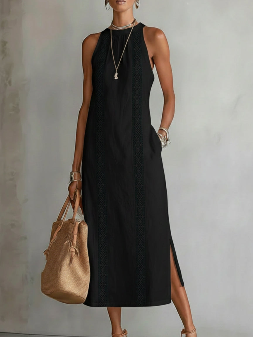 Eleanor | The Lace-Trim Halter Maxi Dress