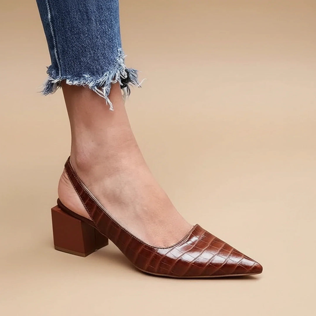 Pointed | Orthopedic Block Heel Slingback Heels