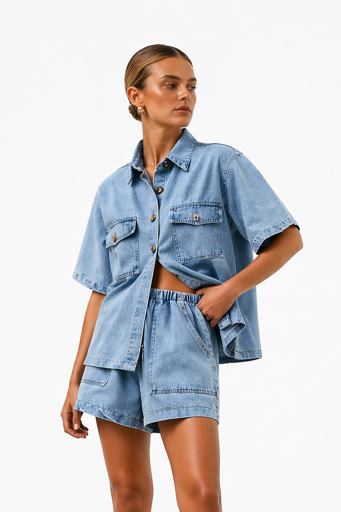 Noa | Shirt & High-Waist Shorts Set