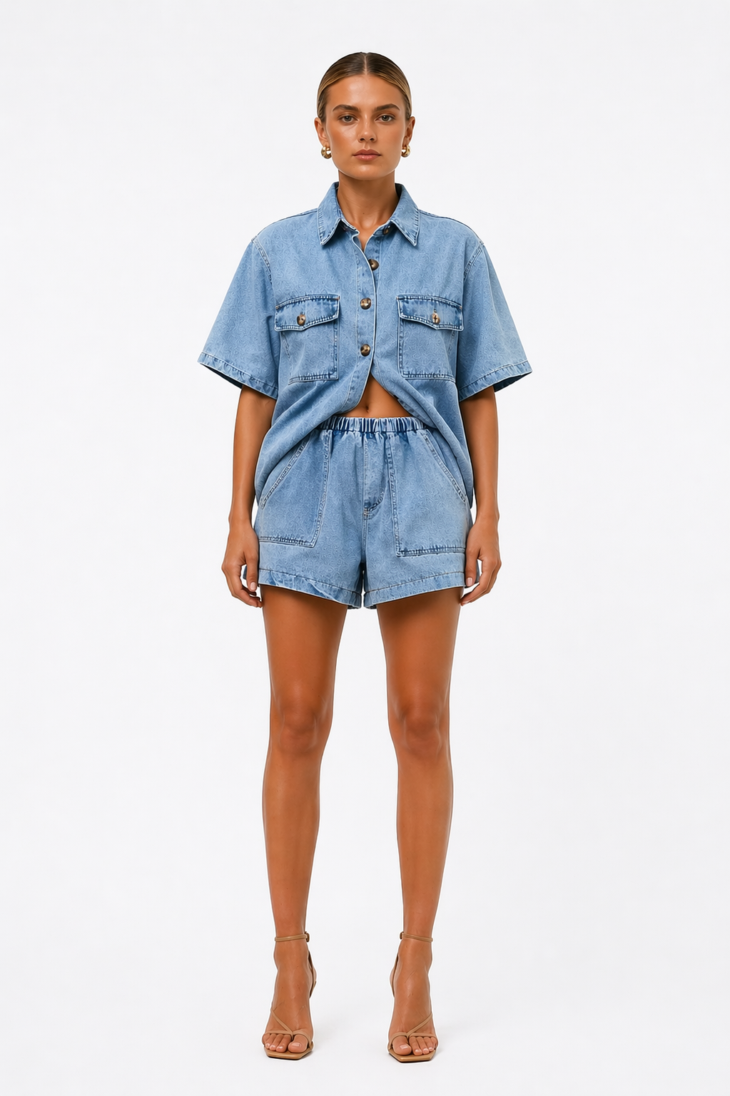 Noa | Shirt & High-Waist Shorts Set