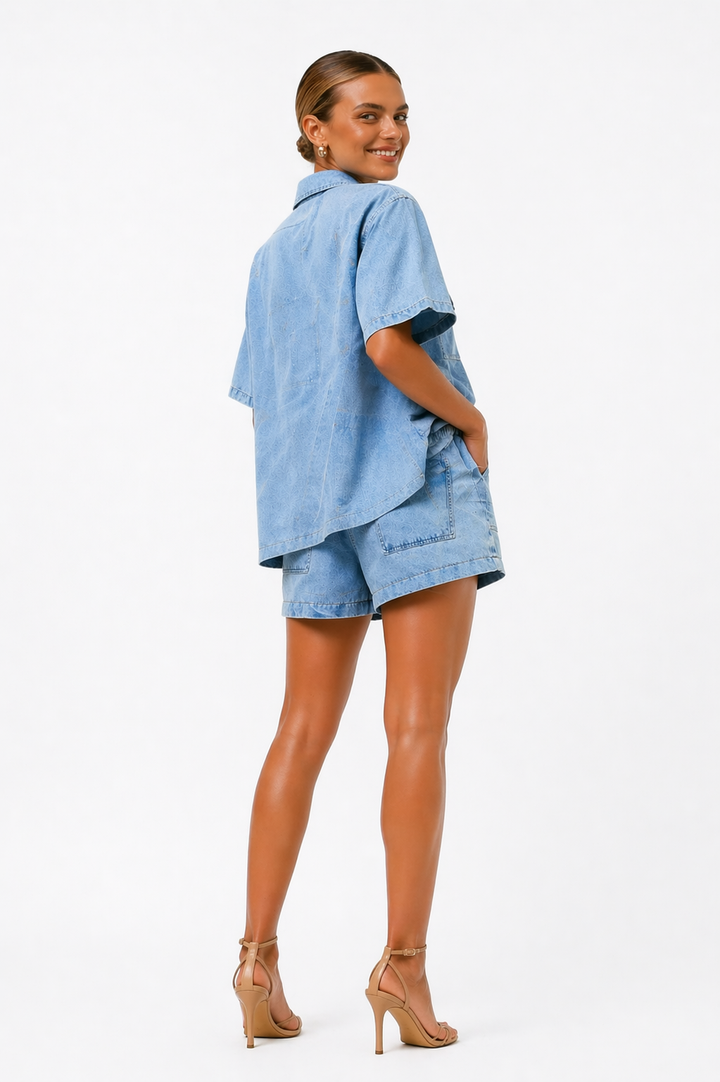 Noa | Shirt & High-Waist Shorts Set