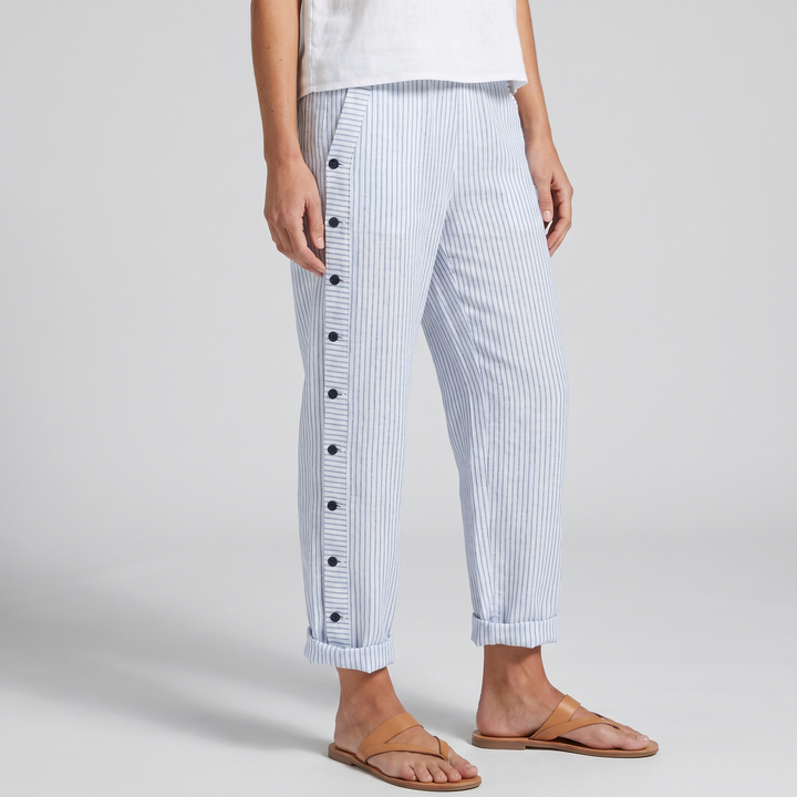 Kimberly | Stripe Panel Button Trousers