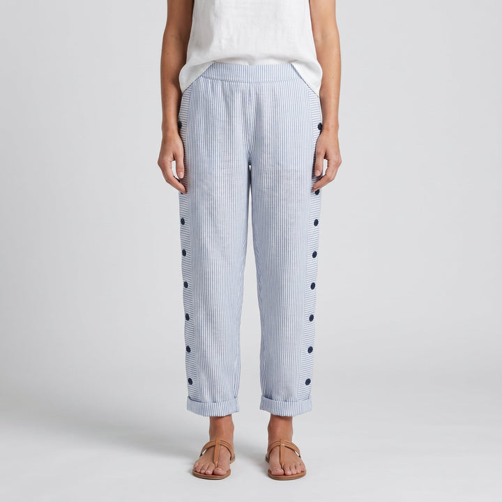 Kimberly | Stripe Panel Button Trousers