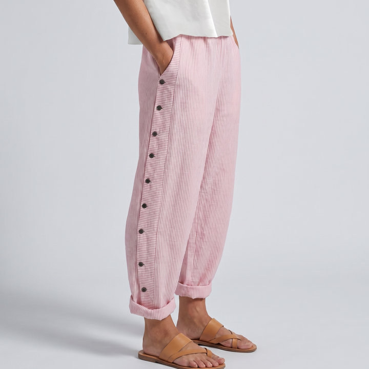 Kimberly | Stripe Panel Button Trousers