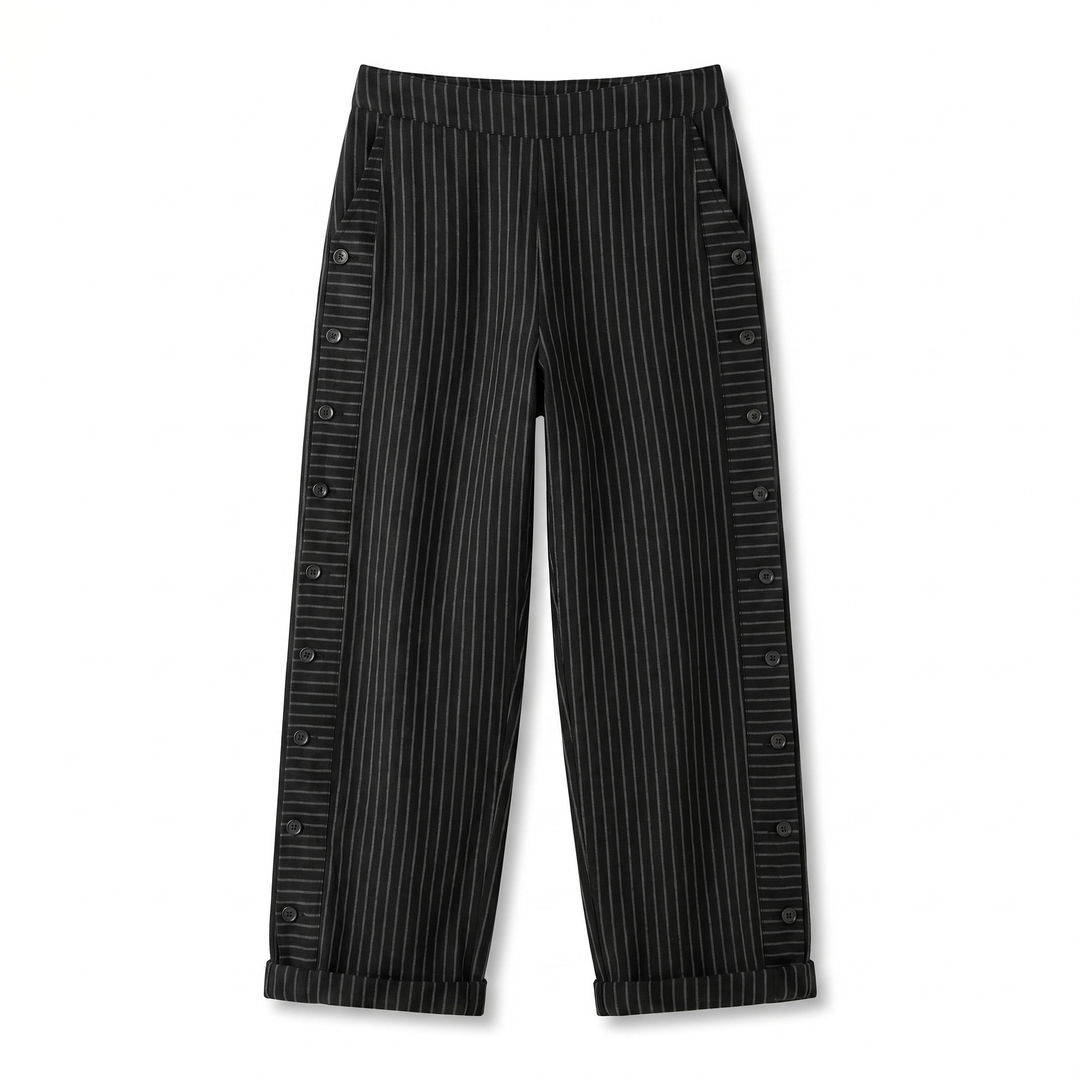 Kimberly | Stripe Panel Button Trousers