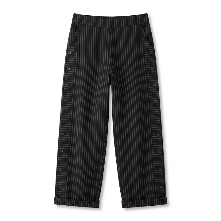 Kimberly | Stripe Panel Button Trousers