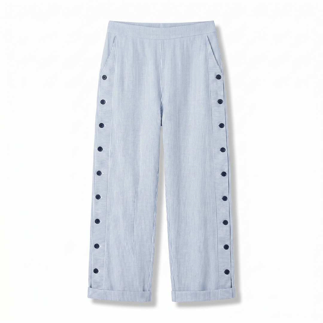 Kimberly | Stripe Panel Button Trousers