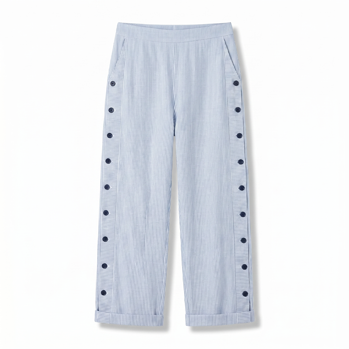 Kimberly | Stripe Panel Button Trousers