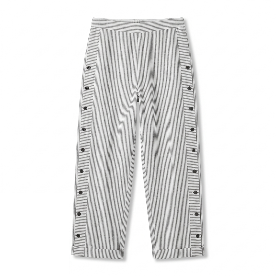 Kimberly | Stripe Panel Button Trousers