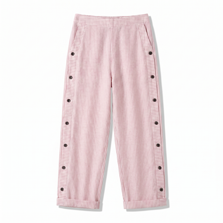 Kimberly | Stripe Panel Button Trousers